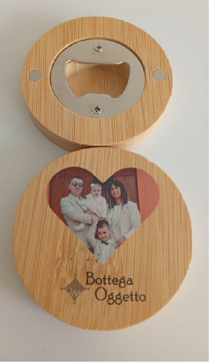 Stappabottiglie in Bambù e Acciaio – Personalizzato con Dedica o Foto